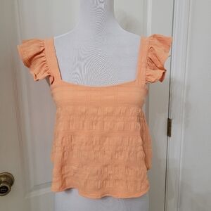 Hashtag Size S Salmon Colored Textured Ruffle Strap Halter Top, NEW with Tag